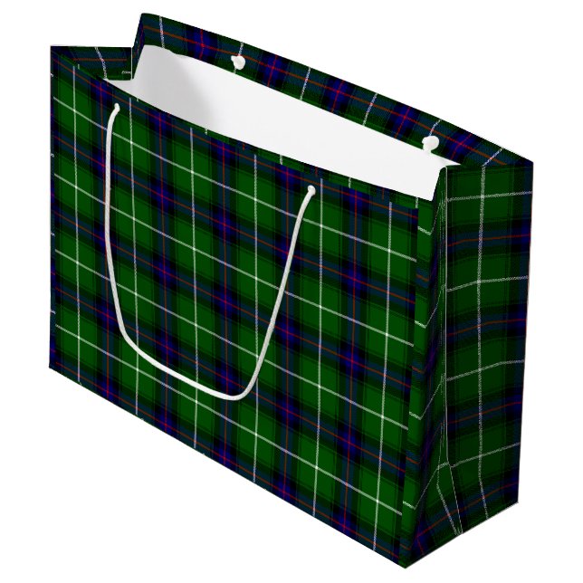 MacDonald Tartan grün kariert Große Geschenktüte (Vorderseite Schrägansicht)