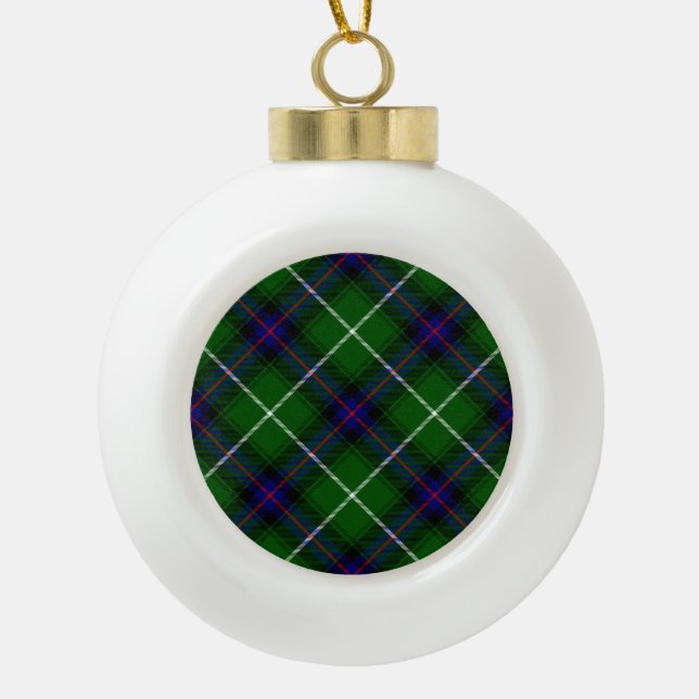 MacDonald Tartan grün kariert Keramik Kugel-Ornament (Vorderseite)