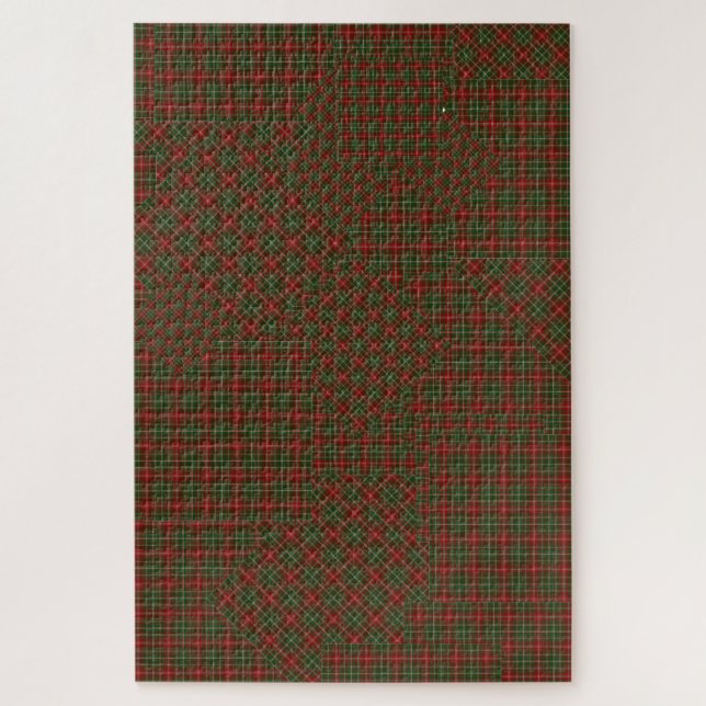 MacDougall Modern Blue Tartan Kariertes Patchwork Puzzle (Vertikal)