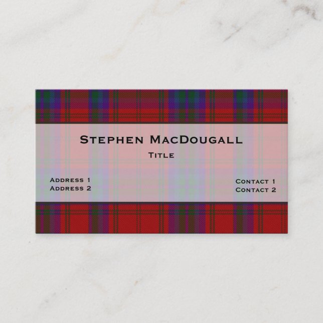 MacDougall Tartan Karierte benutzerdefinierte Visi Visitenkarte (Vorderseite)