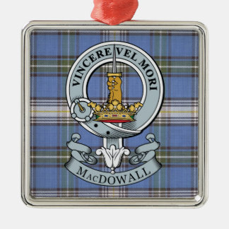 MacDowall Wappen + Tartan-Prämien-Verzierung Silbernes Ornament
