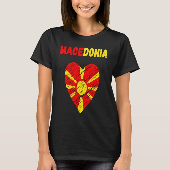 Macedonia Flag Holiday Macedonia Heart Macedonian  T-Shirt (Vorderseite)