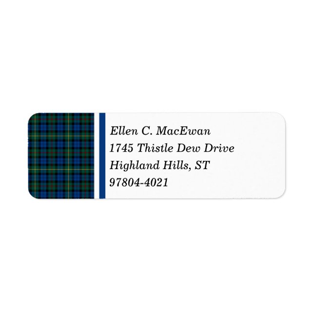 MacEwan Clan Royal Blue und Green Scottish Tartan (Vorne)