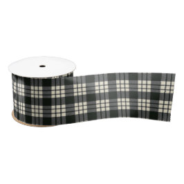 MacFarlane Black and White Modern Scottish Tartan Satinband
