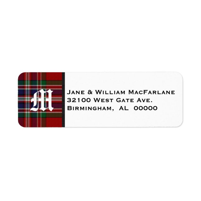 MacFarlane Tartan Karierte Monogram-Adressenmarken (Vorne)