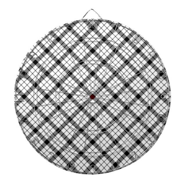 MacFarlane Tartan Schwarz-weiß kariert Dartscheibe (vorne)