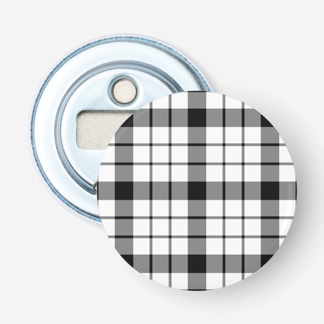 MacFarlane Tartan Schwarz-weiß kariert Flaschenöffner (Vorderseite)