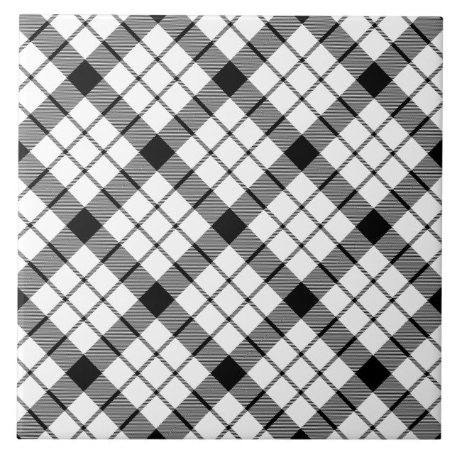 MacFarlane Tartan Schwarz-weiß kariert Fliese (Vorderseite)