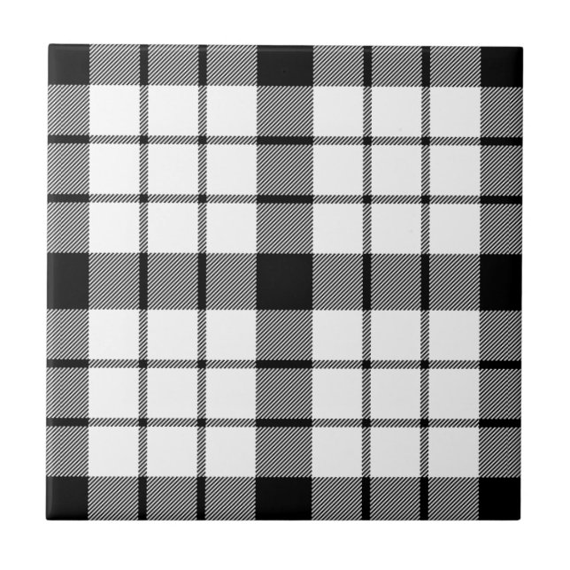 MacFarlane Tartan Schwarz-weiß kariert Fliese (Vorderseite)