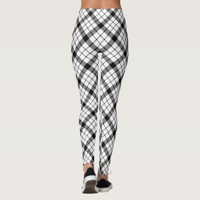 MacFarlane Tartan Schwarz-weiß kariert Leggings (Rückseite)