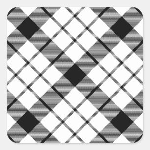 MacFarlane Tartan Schwarz-weiß kariert Quadratischer Aufkleber
