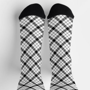 MacFarlane Tartan Schwarz Weiß Karo Socken