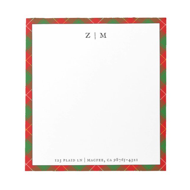 Macfee MacPhie Clan Tartan Kariertes Muster Notizblock (Vorderseite)