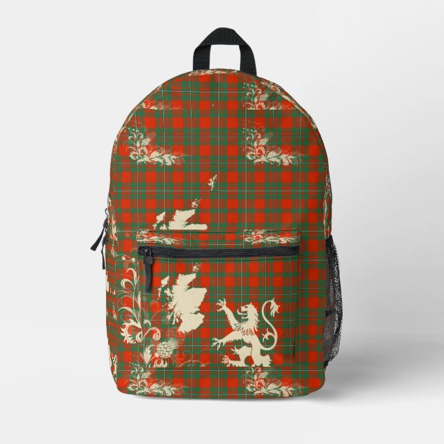 MacGregor Ancient Tartan Scotland Lion Map Art Bedruckter Rucksack (Vorderseite)