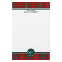 MacGregor Clan Tartan Red and Green Kariert Monogr