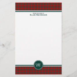 MacGregor Clan Tartan Red and Green Kariert Monogr Briefpapier