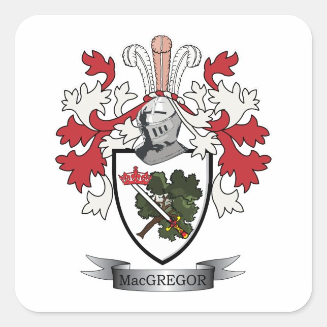 MacGregor-Familienwappen-Wappen Quadratischer Aufkleber (Vorderseite)