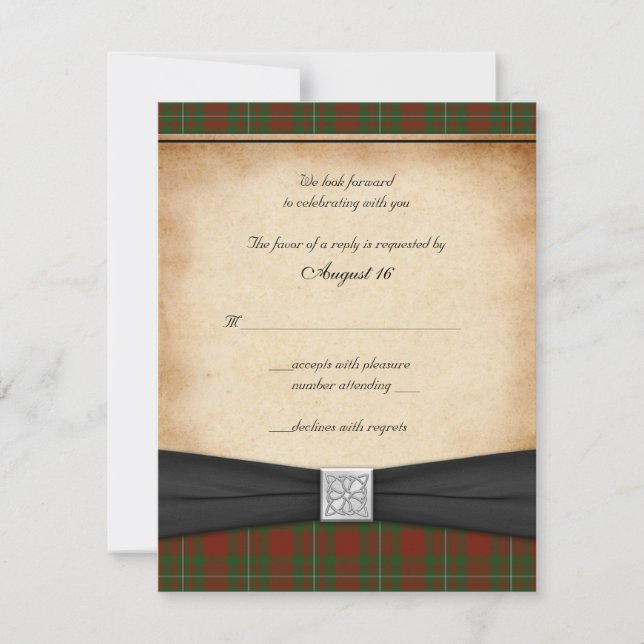 MacGregor of Cardney Wedding Reply Card RSVP Karte (Vorderseite)