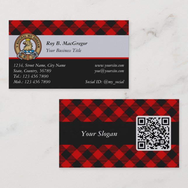 MacGregor Rob Roy Tartan Business Card Visitenkarte (Vorne/Hinten)
