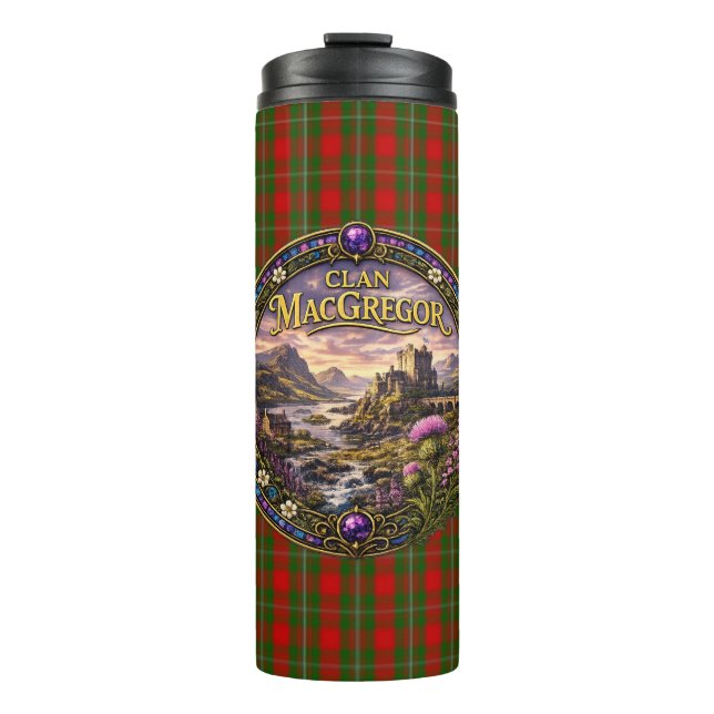 MacGregor-Schottenclan-Tartan Thermosbecher (Vorderseite)