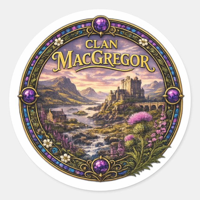 MacGregor schottischer Clan Runder Aufkleber (Vorderseite)