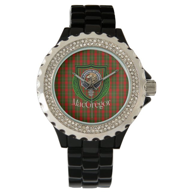 MacGregor Scottish Clan Tartan & Crest Armbanduhr (Vorderseite)
