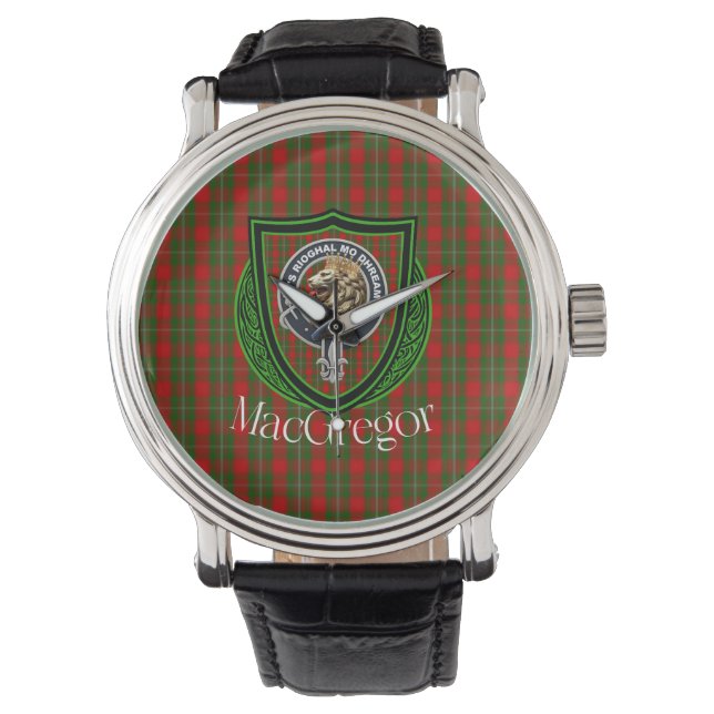 MacGregor Scottish Clan Tartan & Crest Armbanduhr (Vorderseite)
