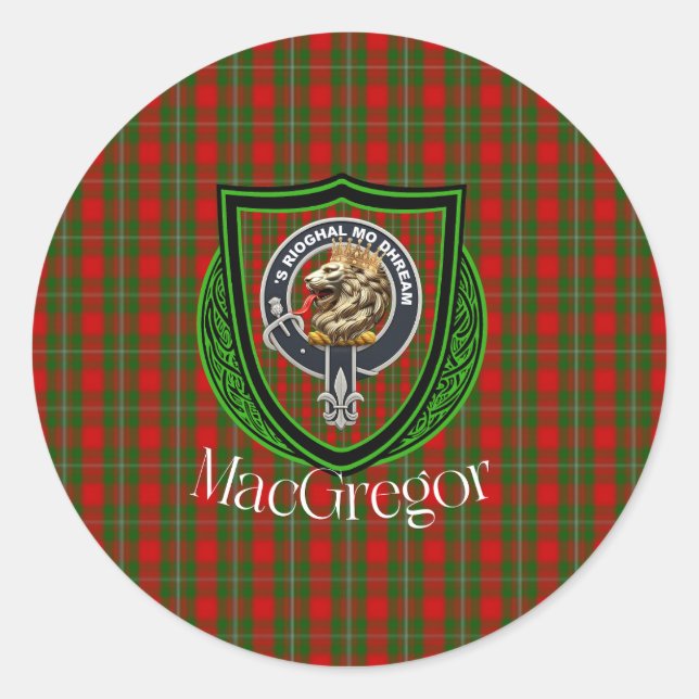MacGregor Scottish Clan Tartan & Crest Runder Aufkleber (Vorderseite)