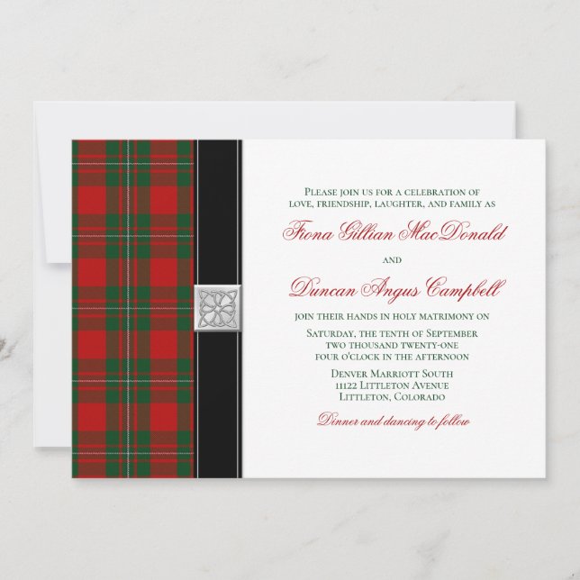MacGregor Tartan Einladung zur Hochzeit (Vorderseite)