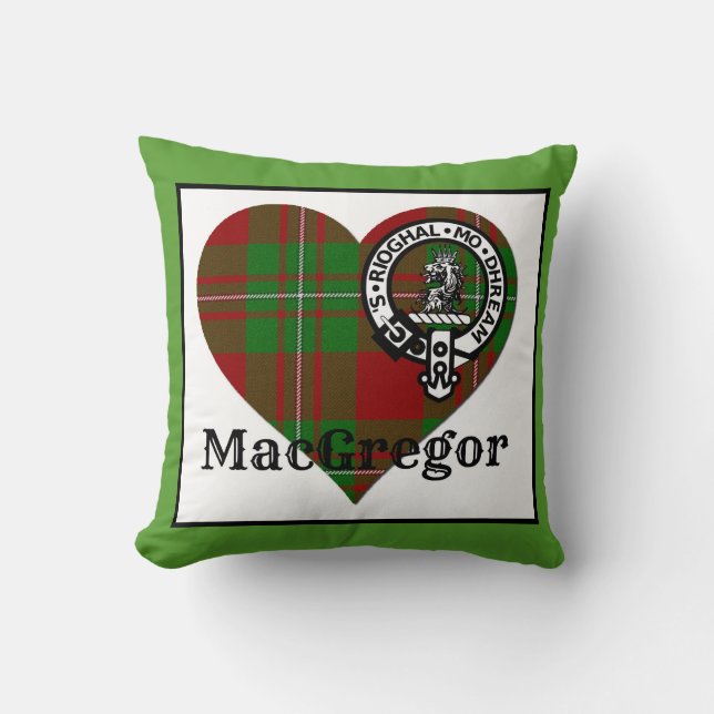 MacGregor Tartan Herz & Wappen Kissen (Vorderseite)