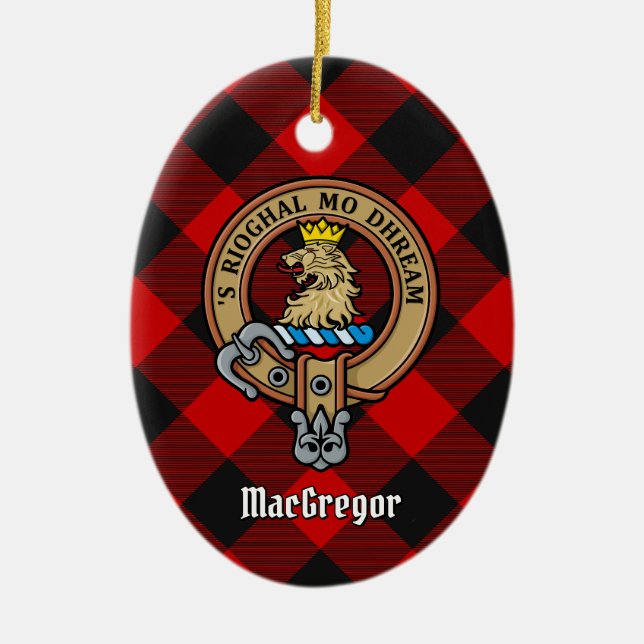 MacGregor Wappen über Rob Roy Tartan Keramik Ornament (Vorne)