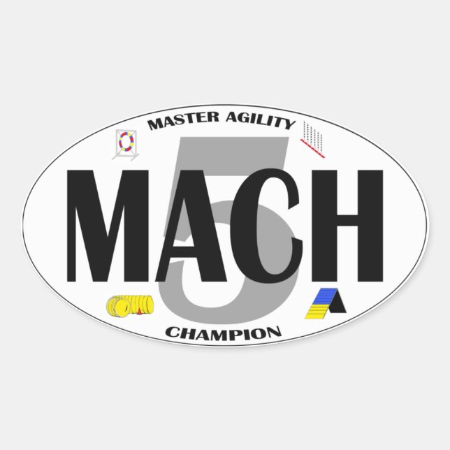 MACH 5 Agility Titel Aufkleber für Hunde (Vorderseite)