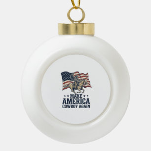 Mach Amerika wieder zum Cowboy Patriotisches Weste Keramik Kugel-Ornament