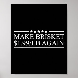 Mach Brisket $1.99lb Again Bbq Barbecue Lustig Rot Poster