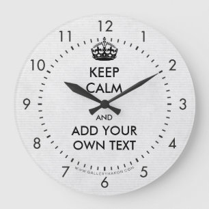 Mach dein eigenes Keep Calm Produkt Schwarz Weiß Große Wanduhr