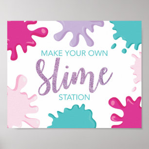 Mach deine eigene Slime-Geburtstagsfeier Tafel pin Poster