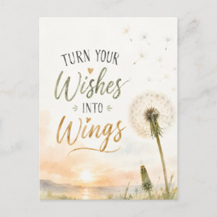 Mach deine Wünsche zu Flügeln Löwenzahn Inspiratio Postkarte