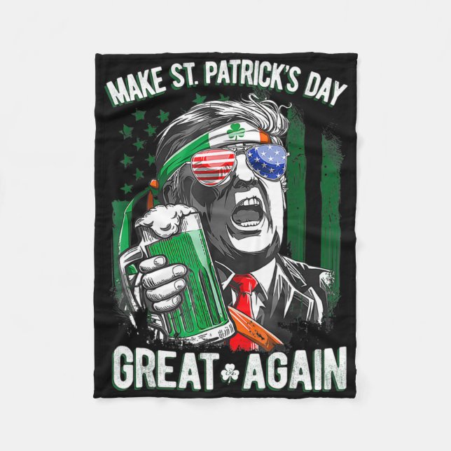 Mach den St. Patrick's Day wieder groß, irischer L Fleecedecke (Vorderseite)