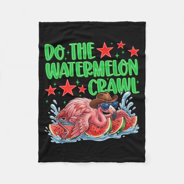 Mach den Wassermelonen-Crawl Lustiger Flamingo-Cow Fleecedecke (Vorderseite)