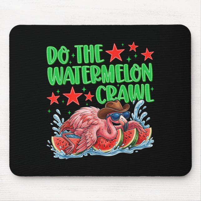 Mach den Wassermelonen-Crawl Lustiger Flamingo Cow Mousepad (Vorne)