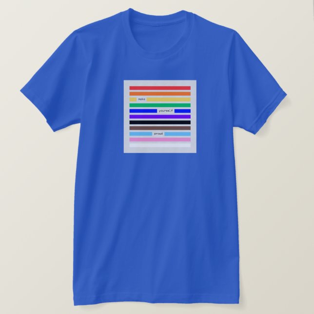 Mach dich stolz Regenbogen-Redaktion Pride 2026 T-Shirt (Design vorne)