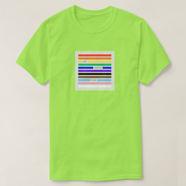 Mach dich stolz Regenbogen-Redaktion Pride 2026 T-Shirt (Design vorne)