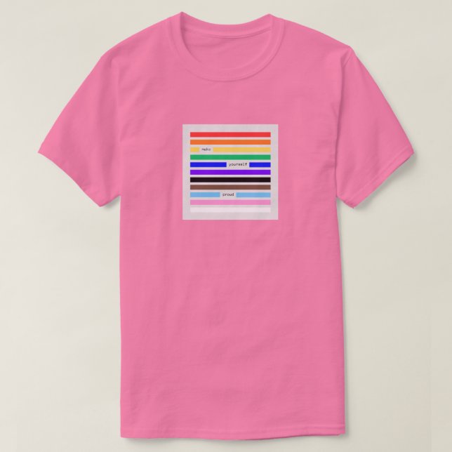 Mach dich stolz Regenbogen-Redaktion Pride 2026 T-Shirt (Design vorne)