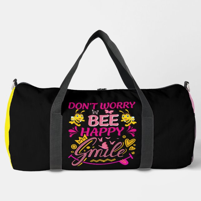 Mach dir keine Sorgen, sei glücklich, lächle  Duffle Bag (Vorderseite)