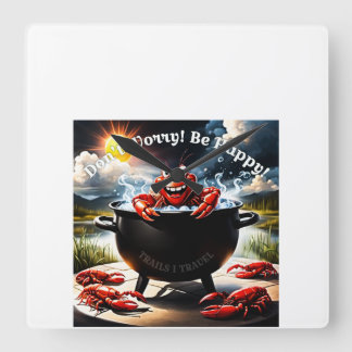 Mach dir keine Sorgen, sei glücklicher Crawfish. Quadratische Wanduhr