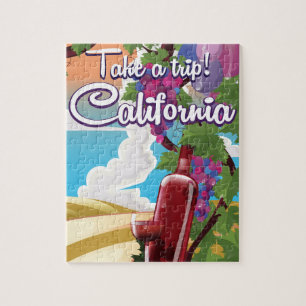 Mach eine Reise! Kalifornien Vintage-Wein-Reisepos Puzzle