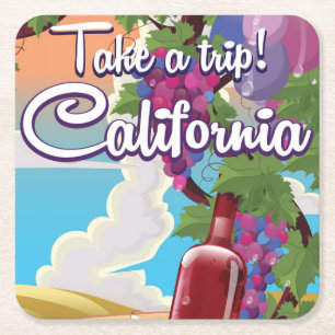 Mach eine Reise! Kalifornien Vintage-Wein-Reisepos Rechteckiger Pappuntersetzer