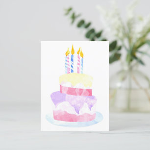 Mach einen Wunsch   Wasserfarben Happy Birthday Ku Postkarte