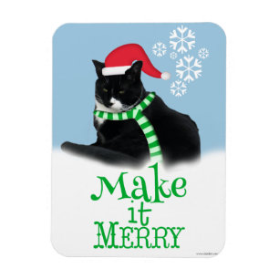 Mach es Merry Holiday Tuxedo Cat Magnet
