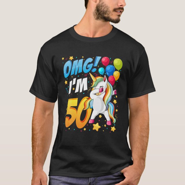 MACH! Ich bin 50 Jahre alt - Einhorn-Entwürfe für  T-Shirt (Vorderseite)